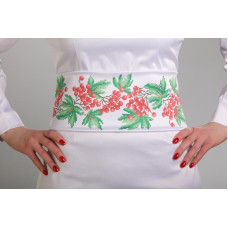 ПС057кБнннн Пояс жіночий, атлас-коттон, білий. Барвиста вишиванка. Заготовка для вишивки бісером