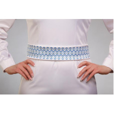 ПС067кБнннн Пояс жіночий, атлас-коттон, білий. Барвиста вишиванка. Заготовка для вишивки бісером