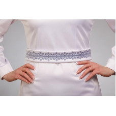 ПС083кБнннн Пояс жіночий, атлас-коттон, білий. Барвиста вишиванка. Заготовка для вишивки бісером
