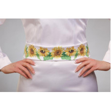 ПС084кБнннн Пояс жіночий, атлас-коттон, білий. Барвиста вишиванка. Заготовка для вишивки бісером
