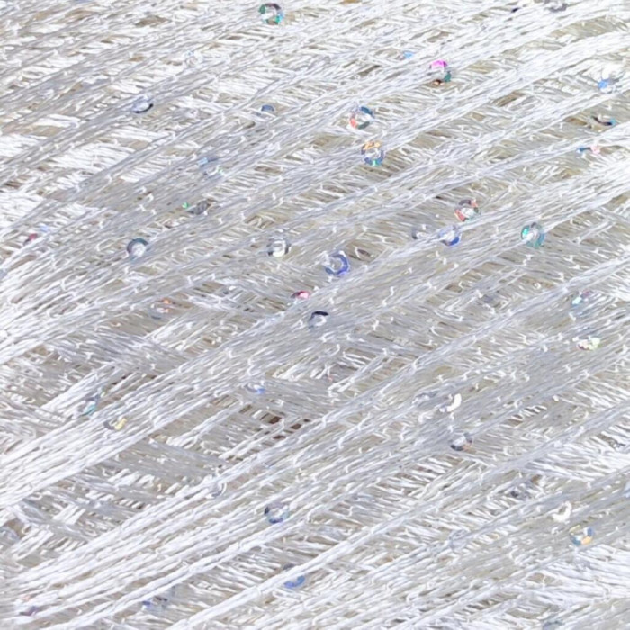 407 Пряжа Tropical Lane Paillettes, 25г - 195м, білий+паєтка голографічна, 100% поліестер