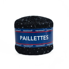 408 Пряжа Tropical Lane Paillettes, 25г - 195м, чорний+паєтка голографічна, 100% поліестер