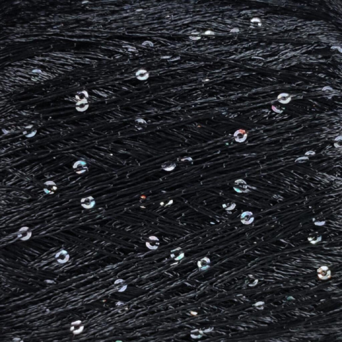 408 Пряжа Tropical Lane Paillettes, 25г - 195м, чорний+паєтка голографічна, 100% поліестер