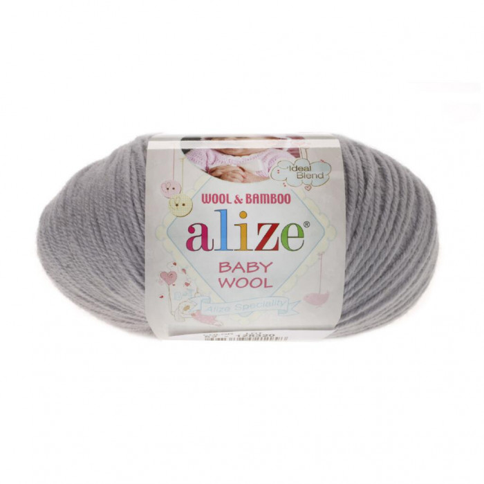 52 Пряжа Baby Wool 50гр - 175м (Сірий) Alize