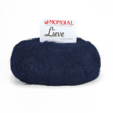 417 Пряжа Mondial Lieve, 50г - 140м, темно-синій, 90% кід мохер, 10% мікрофібра PА