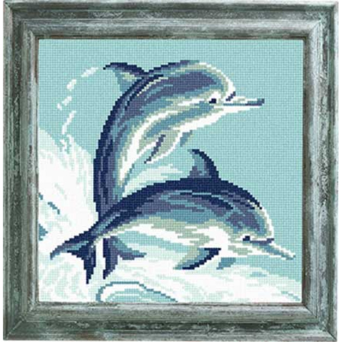 E53 Дельфіни. Чарівниця. Канва з нанесеним малюнком