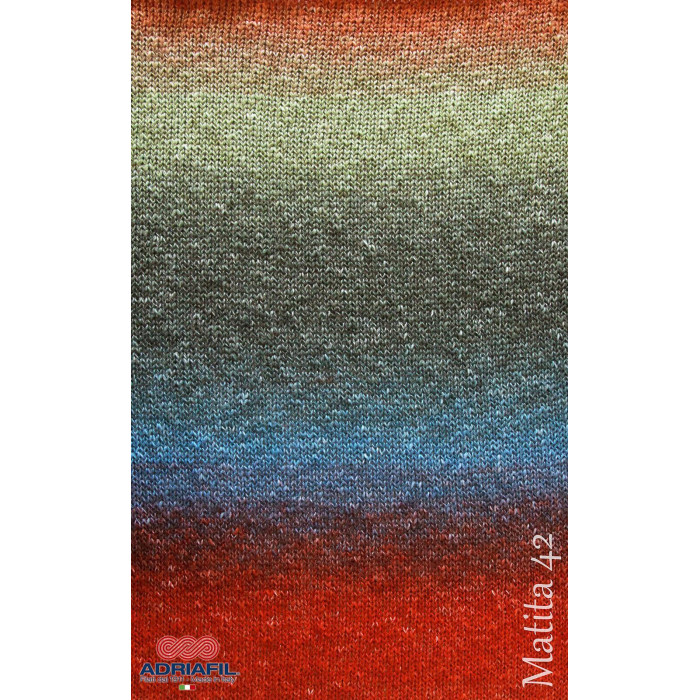 42 Пряжа Adriafil Matita Filato, 100г - 240м, різнокольоровий меланж, 76% бавовна, 24% конопля