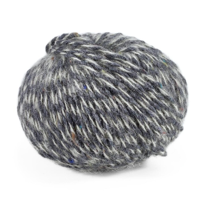 42 Пряжа Campolmi Filati Pierrot, 100г - 115м, білий-сірий, 25% мохер, 50% вовна, 25% акрил