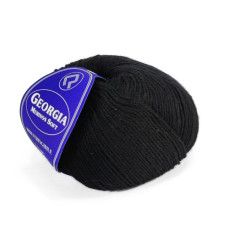428 Пряжа Campolmi Filati Georgia, 50г - 200м, чорний, 50% вовна меринос, 50% акрил