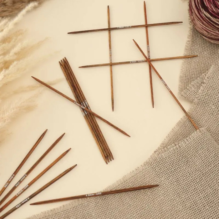 43029 KnitPro Спиці шкарпеткові Ginger Cubics 7 мм -20 см, деревина берези