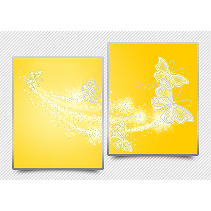 АР3-013 Ажурні метелики. Жовтий. А-строчка. Схема на тканині для вишивання бісером