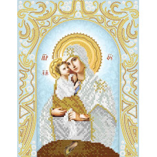 АС4-126 Почаївська ікона Божої Матері (срібло). А-строчка. Схема на тканині для вишивання бісером