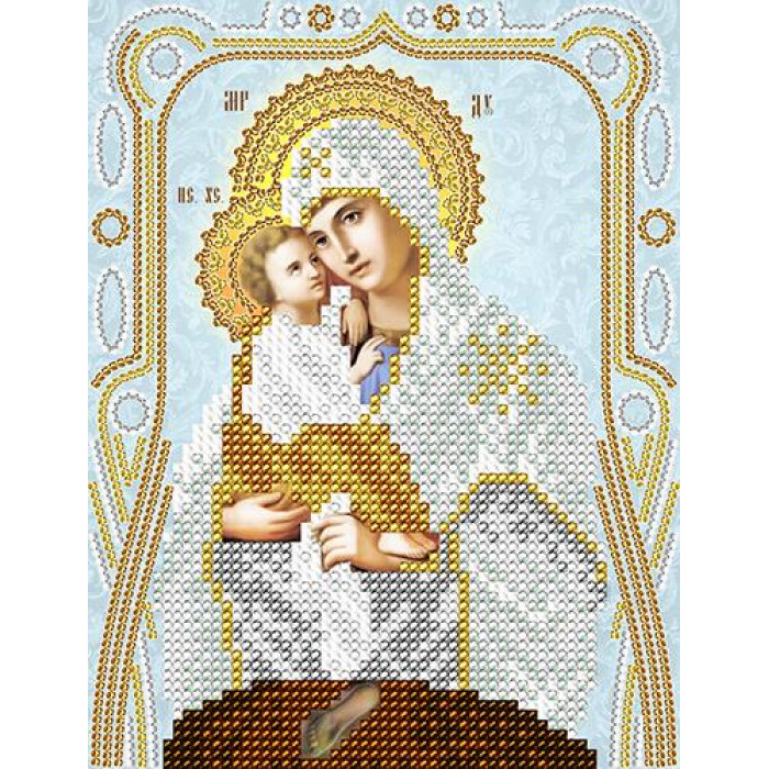 АС5-123 Почаївська ікона Божої Матері (срібло). А-строчка. Схема на тканині для вишивання бісером