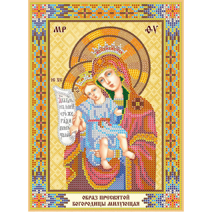ACK-145 Ікона Богородиці Милуюча. АбрисАрт. Схема на полотні для вишивання бісером (АСК-145)