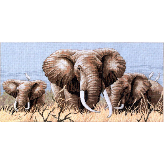 4365 Африканські слони. Classic Design. Набір для вишивання нитками