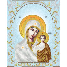 АС3-031 Казанська Ікона Божої Матері (срібло). А-строчка. Схема на тканині для вишивання бісером