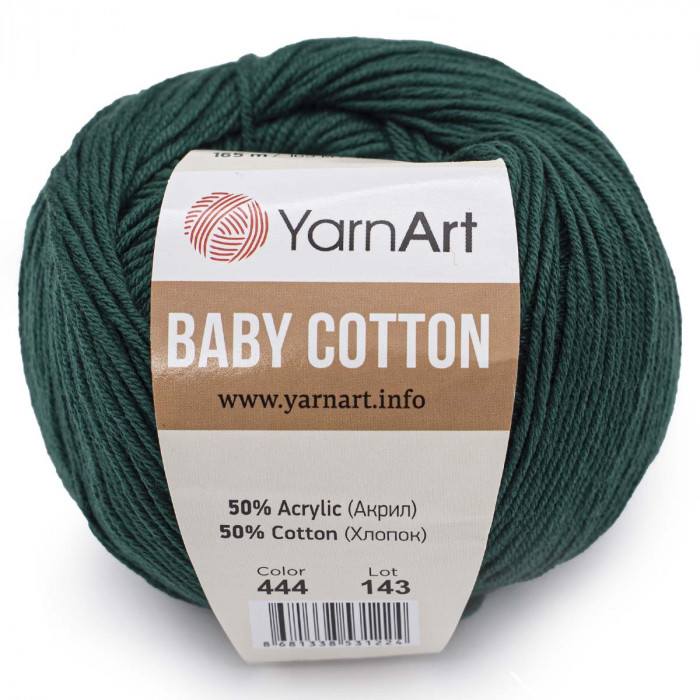 444 Пряжа Baby Cotton 50гр - 165 м (смарагдовий). YarnArt