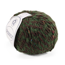 45 Пряжа Campolmi Filati Pierrot, 100г - 115м, зелений-коричневий, 25% мохер, 50% вовна, 25% акрил