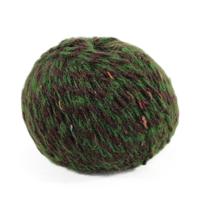 45 Пряжа Campolmi Filati Pierrot, 100г - 115м, зелений-коричневий, 25% мохер, 50% вовна, 25% акрил