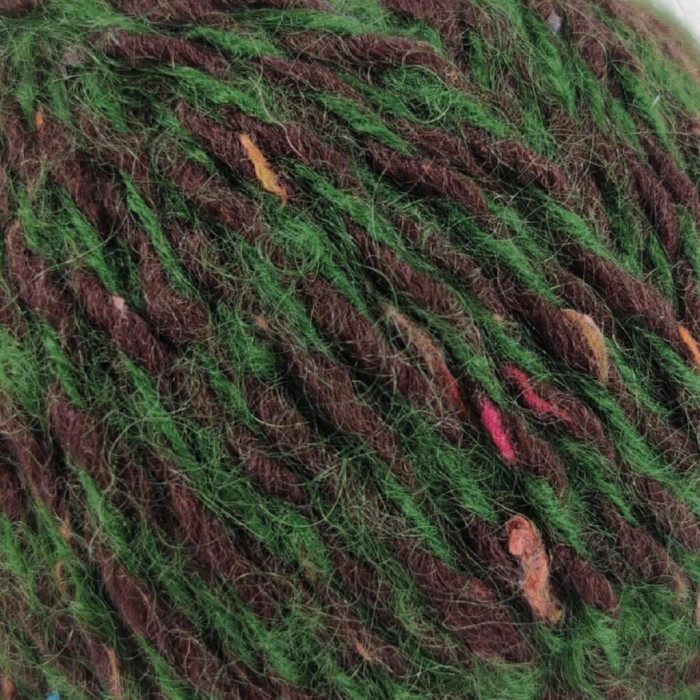 45 Пряжа Campolmi Filati Pierrot, 100г - 115м, зелений-коричневий, 25% мохер, 50% вовна, 25% акрил