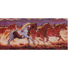 4606 Classic Design Набір для вишивки рахунковим хрестиком - Мустанги 23x12 см, Aida 16