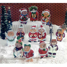 4615 Classic Design Набір для вишивки рахунковим хрестиком по пластику - Іграшки Різдвяні пісні 10 см, 12 шт, Aida 14 ct