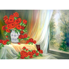 РКП-507 Червоні троянди. Марічка. Схема на тканині для вишивання бісером