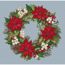 4619 Classic Design Набір для вишивки рахунковим хрестиком - Вінок з Пуансетією 31х30 см, Aida 14 ct