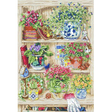 4625 Classic Design Набір для вишивки рахунковим хрестиком - Садова полиця 29x42 см, Linda 27 ct