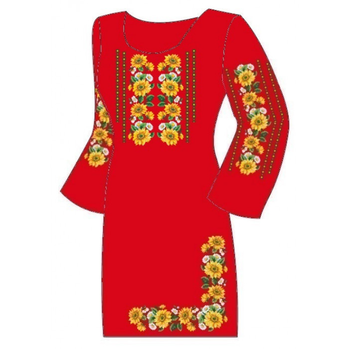 ПлКт-003А Женское коттоновое платье (красный). Берегиня. Заготовка для вышивки нитками или бисером(Снят с производства)