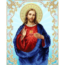 АС3-032 Св.Серце Ісуса. А-строчка. Схема на тканині для вишивання бісером
