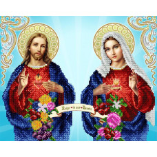 АС3-034 Св.Серце Ісуса і Непорочне Серце Марії. А-строчка. Схема на тканині для вишивання бісером