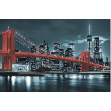 АХ2-035 Бруклінський міст (червоний). А-строчка. Схема на тканині для вишивання бісером