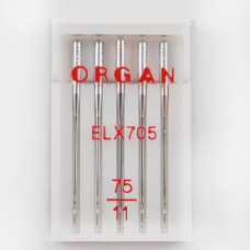 Голки для распошивальных машин, оверлоков ELX705 №75 (5шт) Organ