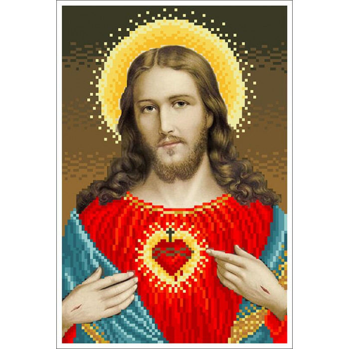 77 СІ-01-м-схема Серце Ісуса (маленька). БС Солес. Схема на тканині для вишивання бісером