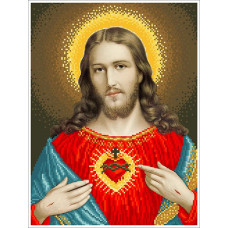 90 СІ-01-схема Серце Ісуса. БС Солес. Схема на тканині для вишивання бісером
