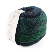 506 Пряжа Laines du Nord Poema Tweed, 150г - 600м, зелений-графіт, 94% вовна, 6% віскоза