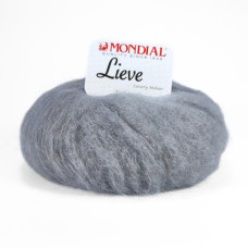 514 Пряжа Mondial Lieve, 50г - 140м, сірий, 90% кід мохер, 10% мікрофібра PА