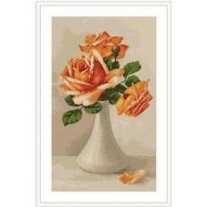 B505 Помаранчеві троянди у вазі. Luca-S. Набір для вишивання нитками(Знятий з виробництва)