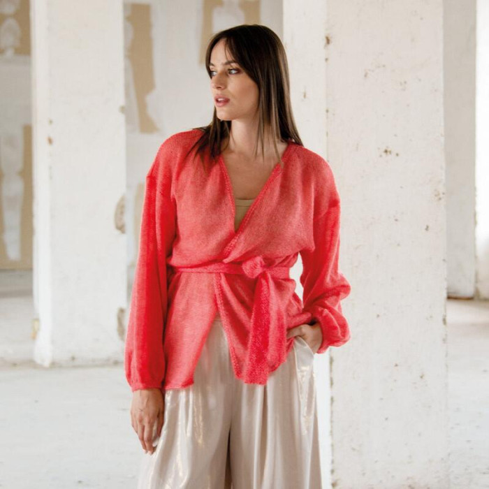 517 Пряжа Mondial Kid Seta, 25г - 210м, герань, 70% суперкід мохер, 30% шовк