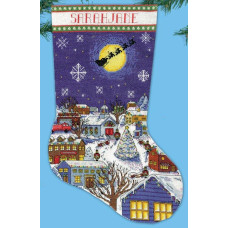 5197 Design Works Набір для вишивки рахунковим хрестиком - Різдвяний чобіток 43 см, Aida14