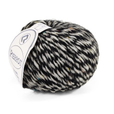 53 Пряжа Campolmi Filati Pierrot, 100г - 115м, чорний-білий, 25% мохер, 50% вовна, 25% акрил
