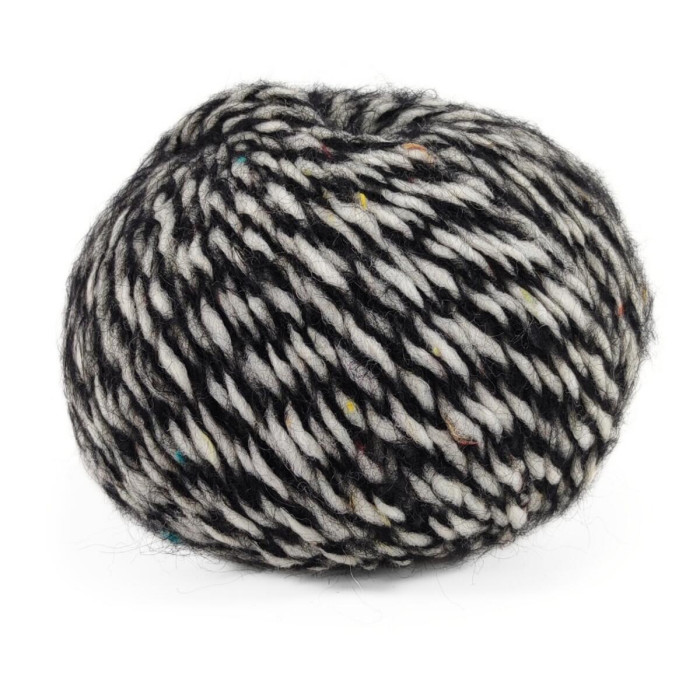 53 Пряжа Campolmi Filati Pierrot, 100г - 115м, чорний-білий, 25% мохер, 50% вовна, 25% акрил