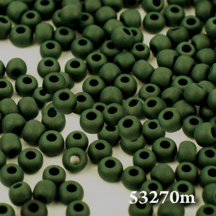 53270 matt 10/0 чеський бісер Preciosa, 5 г, зелений темний, непрозорий матовий