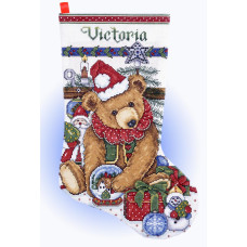 5391 Design Works Набір для вишивки рахунковим хрестиком - Різдвяний чобіток Ведмежа 43 см, Aida14