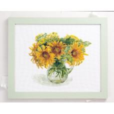552103 Cosmo Fujico Набір для вишивки рахунковим хрестиком - Соняхи 38x30 см, Aida16
