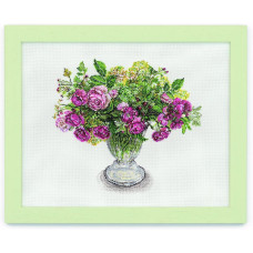 552110 Cosmo Fujico Набір для вишивки рахунковим хрестиком - Квіткова композиція з осінньою трояндою 30x38 см, Aida16