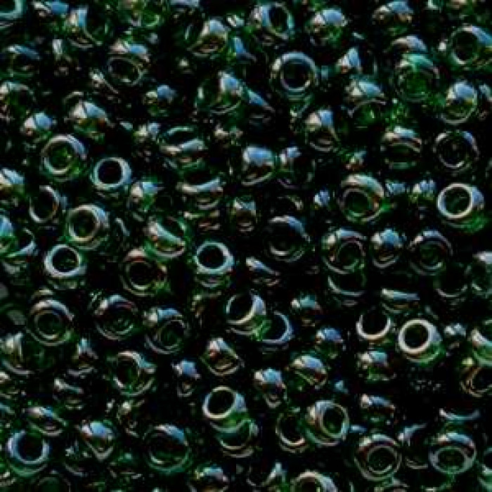 56150 10/0 чеський бісер Preciosa, 5 г, чорнильно-зелений, прозорий глазурований