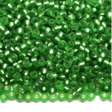 57100 matt 10/0 чеський бісер Preciosa, 5 г, зелений світлий, прозорий з блискучим срібним отвором матовий