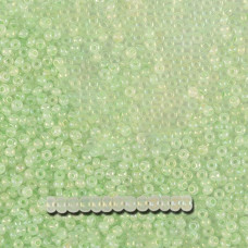57552 10/0 чеський бісер Preciosa, 5 г, зелений, непрозорий алебастровий глянцевий райдужний